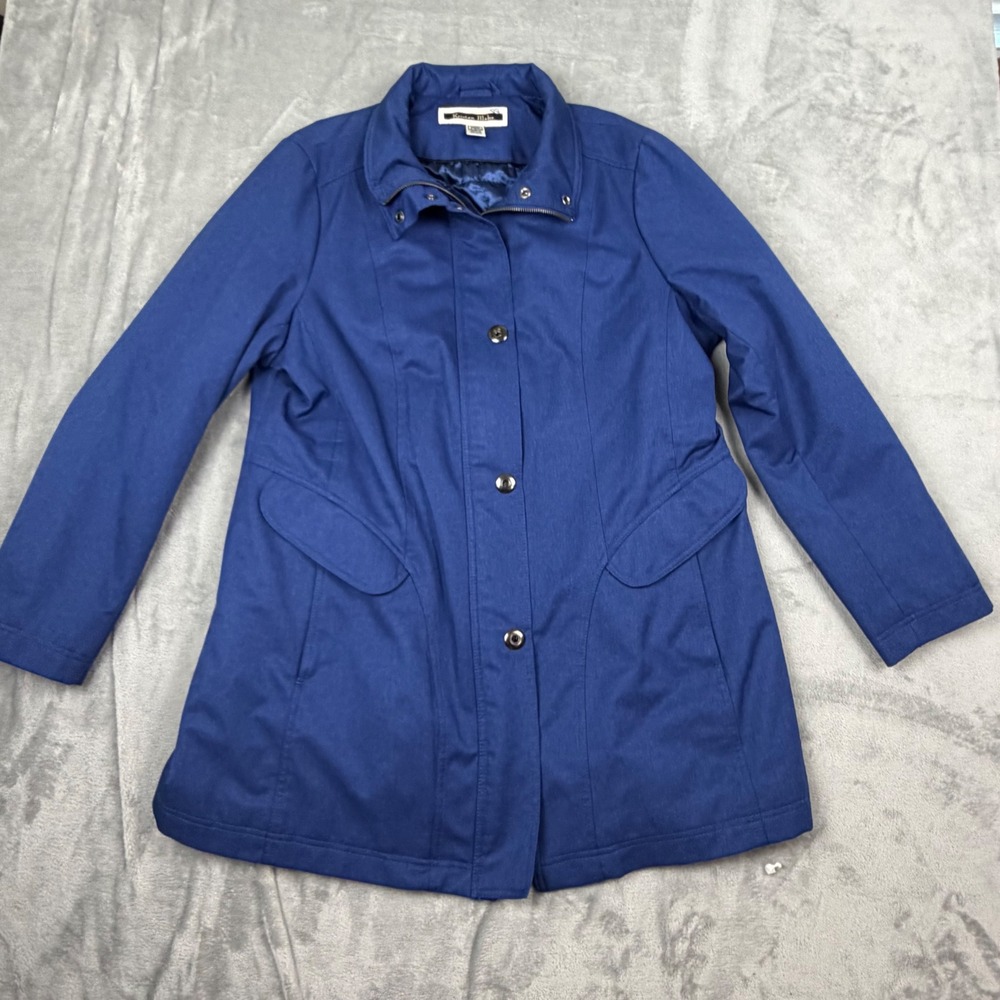Kristen Blake Jacket Womens XL Blue Full Zip Snap Front Quilted Lined Utility